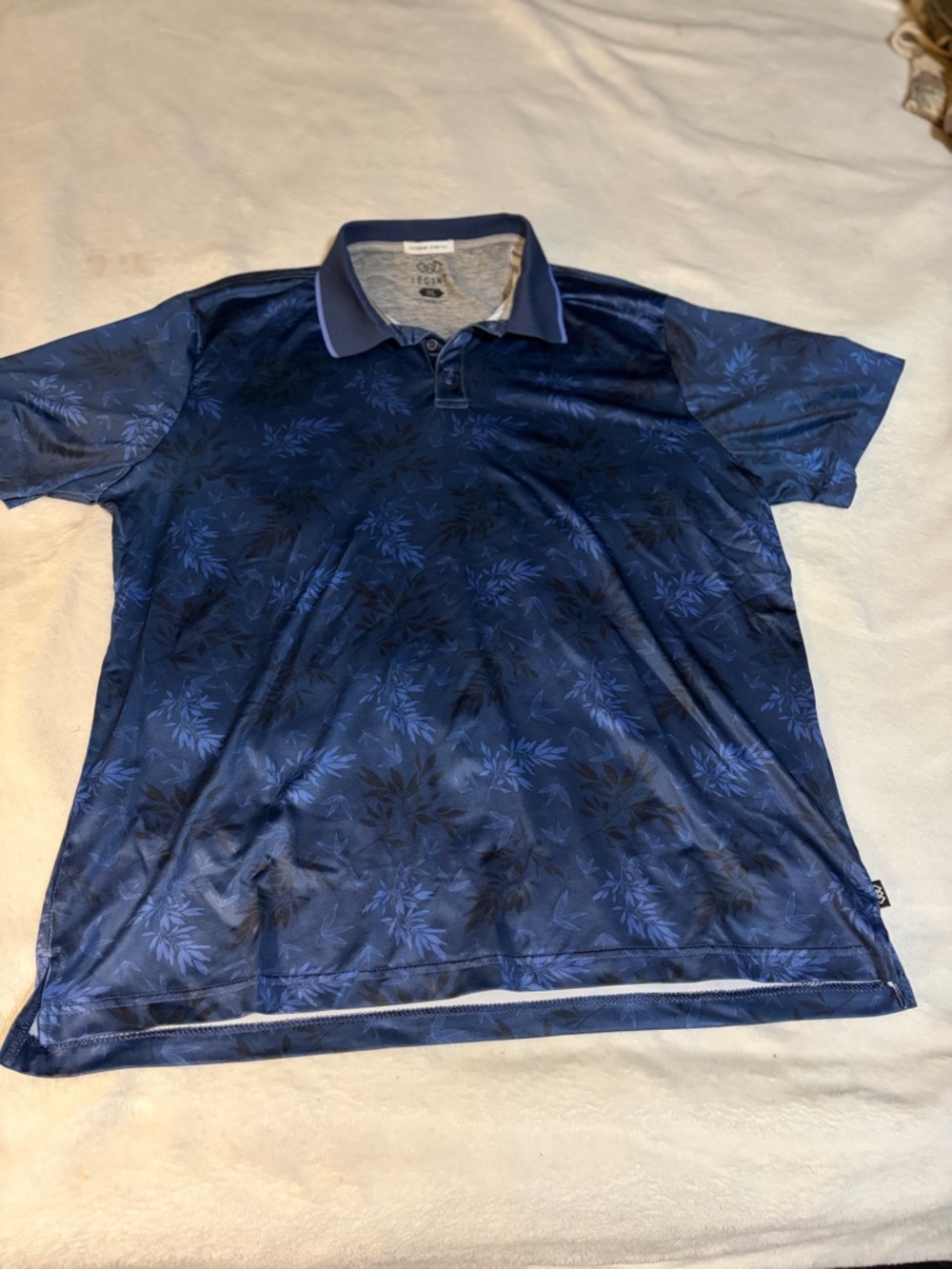 Men's Blue Floral Performance Polo Shirt